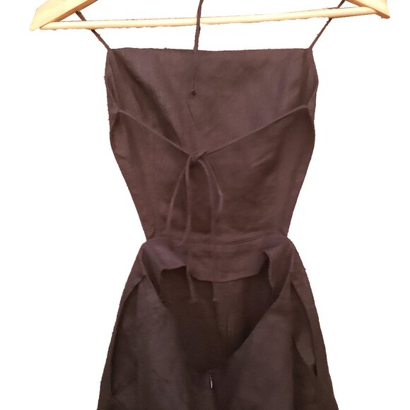 Reformation Rufus Jumpsuit 0 Black Backless Back Tie Straps Pockets Crop Leg - Picture 6 of 8